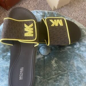 Michael Kors Black and Yellow Slides